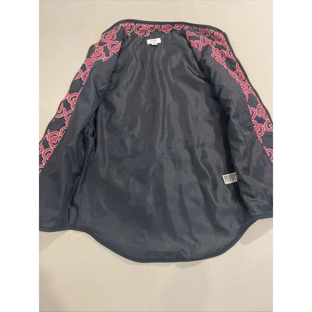 Crown & Ivy SMALL Navy Blue/Pink Puffer Vest  Zipper Pockets EXCELLENT Fast Ship